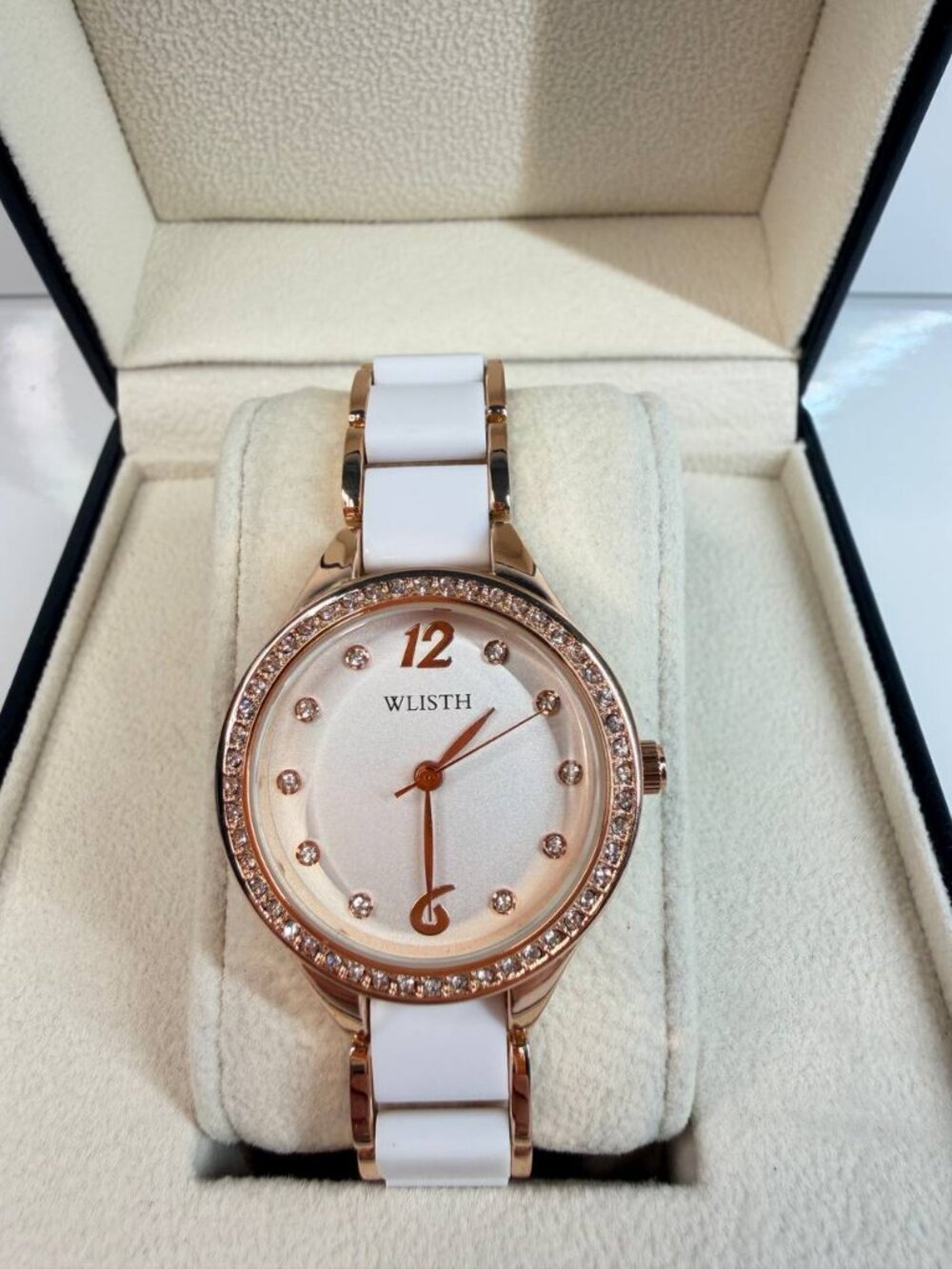 WLISTH Women’s Watch – Rose Gold & White Crystal Accent - Picture 3 of 16